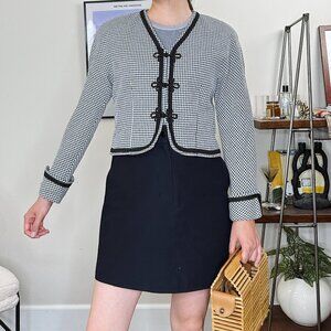 80's Gingham Frog Clasp Cropped Blazer